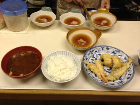 天ぷら 小ライス みそ汁