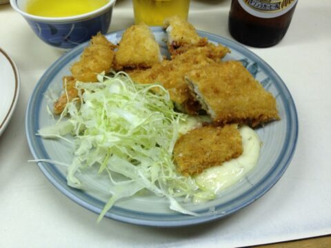 イカ、アナゴ、アカシャエビのフライ