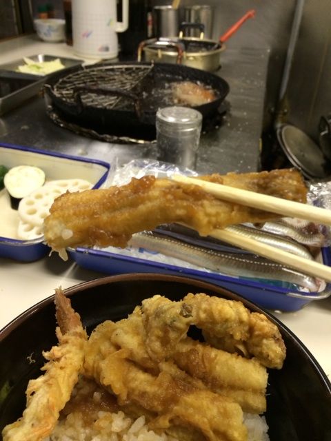 あさりと穴子と赤車海老の天丼