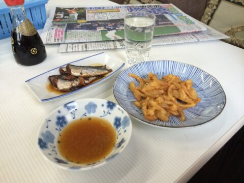食堂魚源の春玉ねぎの天ぷら