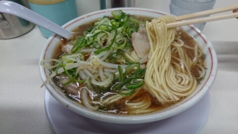 もやしとネギ入りのラーメン