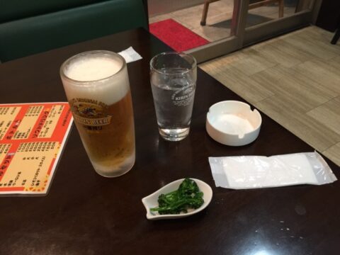 ビールとブロッコリーのお通し