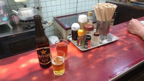 江戸川での小瓶ビール