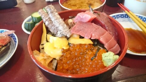 アワビやボタンエビ入りの海鮮丼