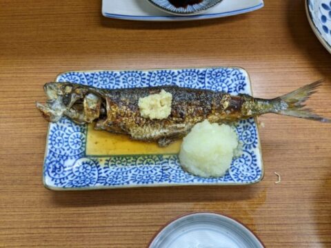 市場で酢サバ 茎若芽 カキフライ 鰯の塩焼き 魚源食堂 柳橋中央市場 愛知県名古屋市中村区名駅 俺の居場所は何処だ